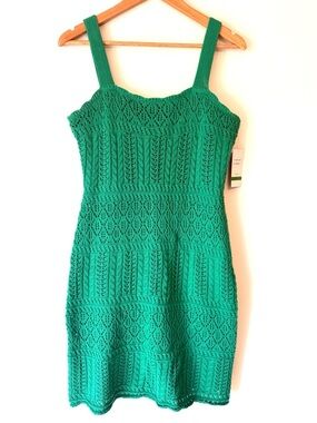 TAYLOR Crochet Bodycon Green Dress NWT